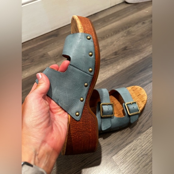 Kork-Ease Blue Slide Sandals with Buckle chunky boho platform - Picture 6 of 13